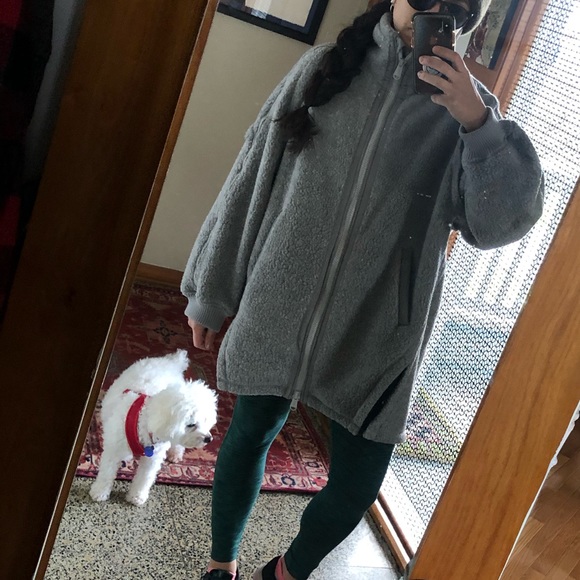 Heather Gray Fleece Coat Sz M | Poshmark